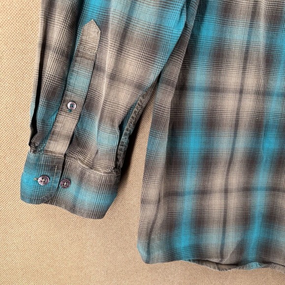 Cinch Shirt Men XXL Blue Gray Plaid Long Sleeve Cowboy Western Rodeo Button Down - Picture 5 of 8